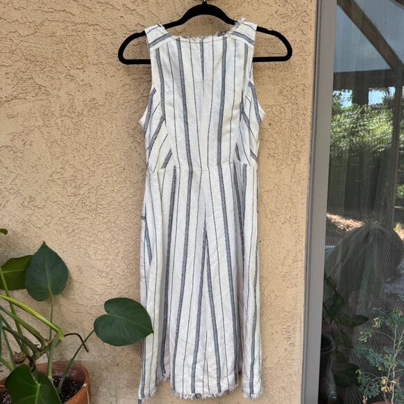 Anthropologie Maeve textured striped linen midi shirt dress 4P - Picture 3 of 4